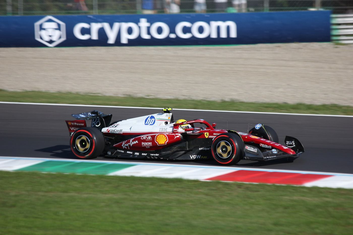 Lewis Hamilton driving the Ferrari SF-25 during qualifying at the 2025 Italian Grand Prix