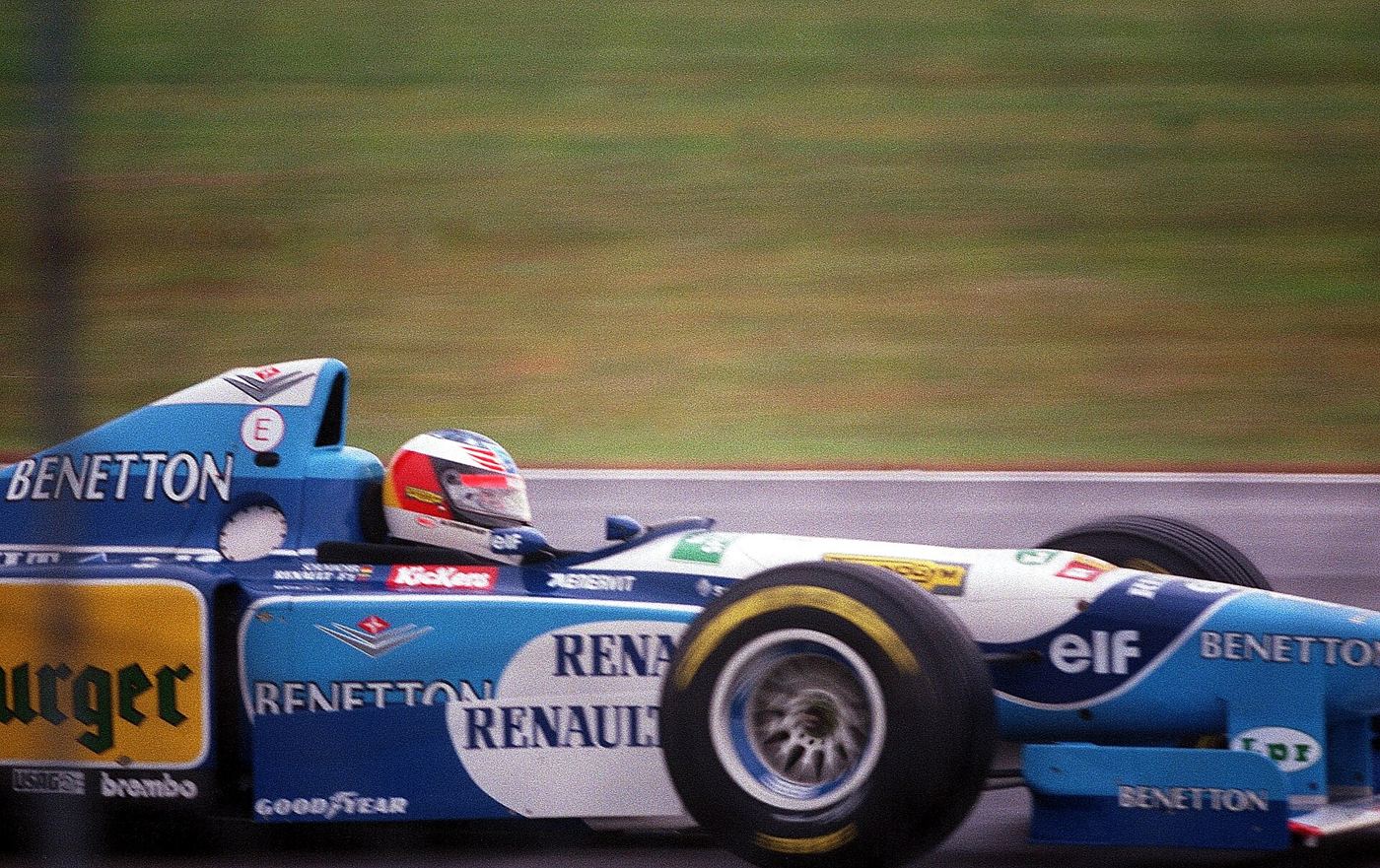 Michael Schumacher driving the Benetton B195 at the 1995 British Grand Prix