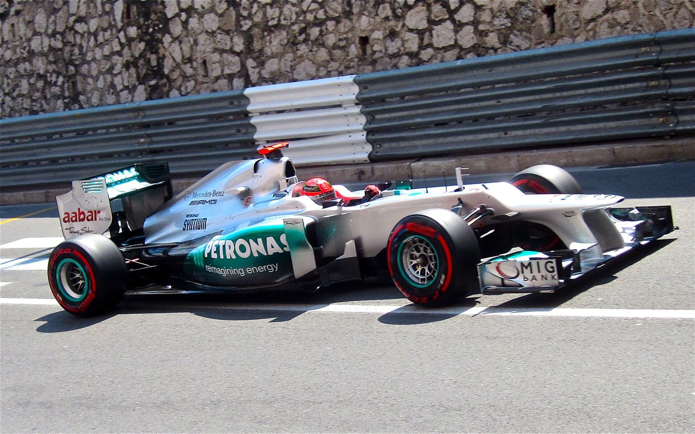 Michael Schumacher in the Mercedes at Monaco during qualifying in 2012